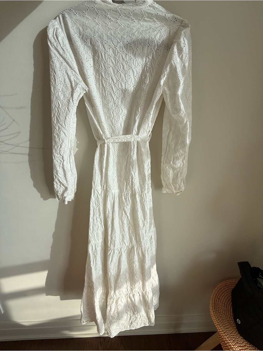 WILFRED White Eyelet Midi Shirt Dress with Waist Tie - Picture 4 of 7